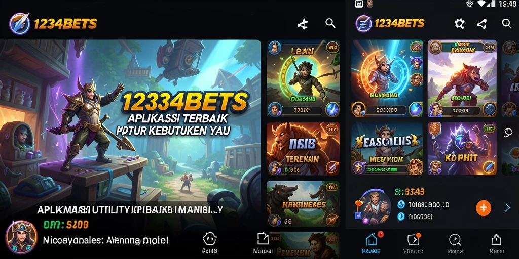 Screenshot utama 1234BETS menampilkan tampilan antarmuka aplikasi yang user-friendly.