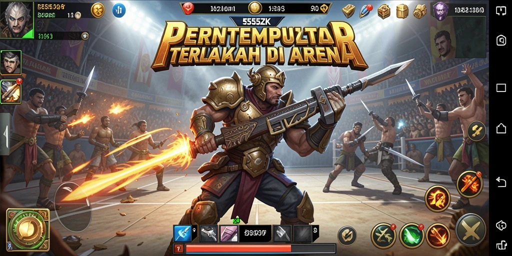 Screenshot gameplay 555ZK menampilkan aksi pertempuran yang mendebarkan.