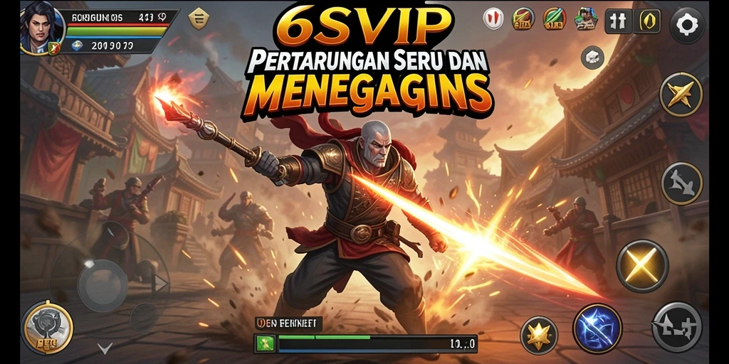 Tangkapan layar gameplay 6SVIP dengan pertarungan yang mendebarkan.