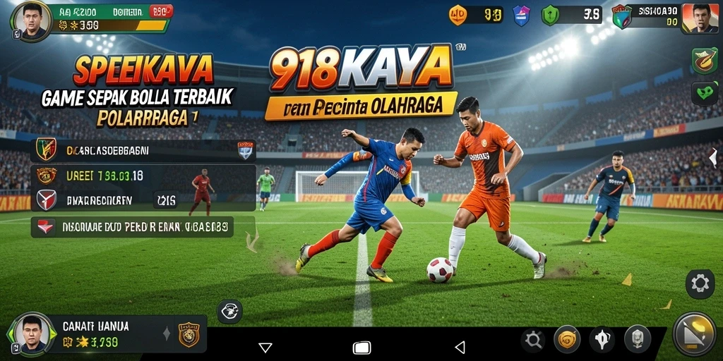 Screenshot gameplay 918KAYA menunjukkan aksi seru dalam pertandingan sepak bola.