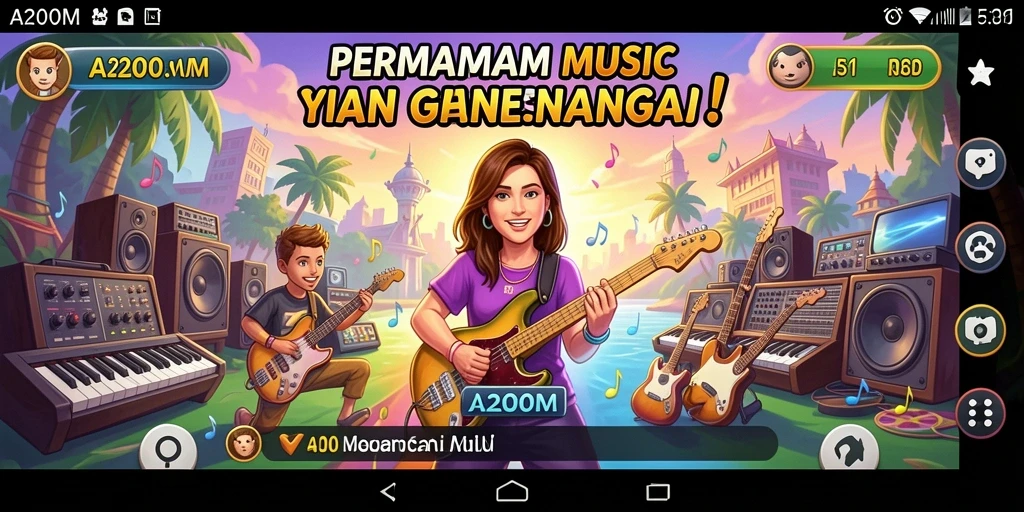 Screenshot A200M menampilkan gameplay musik yang interaktif dan menarik.