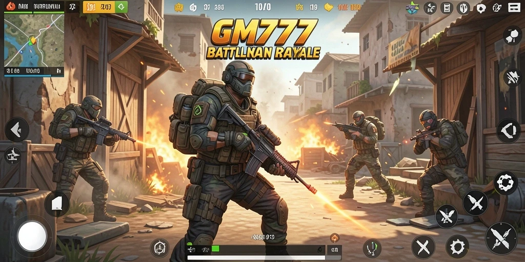 Tangkapan layar menunjukkan aksi intense dalam pertempuran Battle Royale GM777.