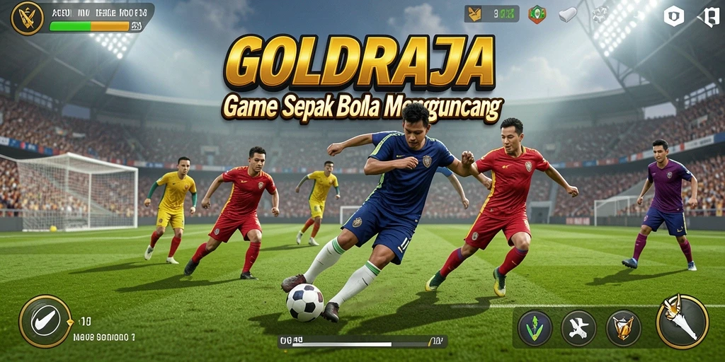 Tampilan gameplay mendebarkan dalam game sepak bola GOLDRAJA.