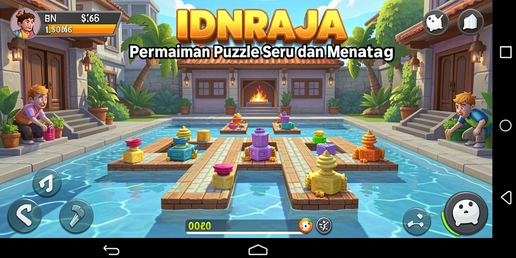Screenshot utama IDNRAJA yang menunjukkan gameplay Puzzle yang menantang.