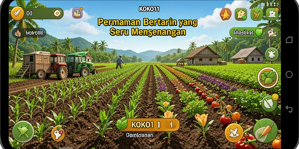 Screenshot game KOKO11 menunjukkan keindahan kebun yang terawat.