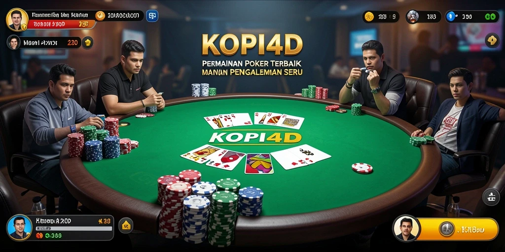 Tampilan gameplay KOPI4D dengan suasana Poker yang penuh semangat.