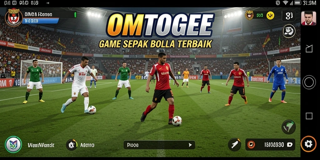 Screenshot OMTOGEL menampilkan aksi seru di lapangan sepak bola.