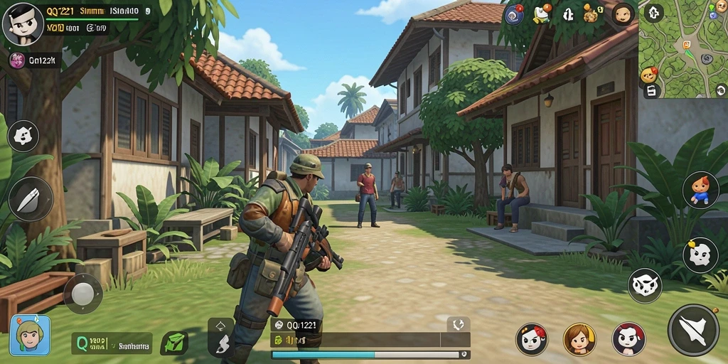 Tampilan gameplay <strong>QQ1221</strong> dengan interaksi sosial yang menarik.