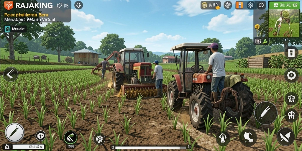 Tampilan gameplay petani di RAJAKING yang menarik.