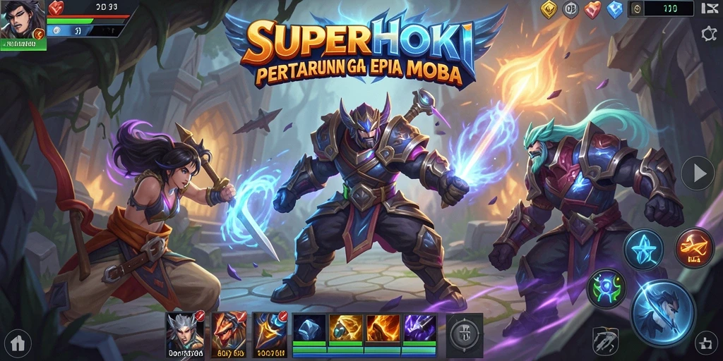 Gameplay menarik dalam SUPERHOKI saat pertempuran tim berlangsung.