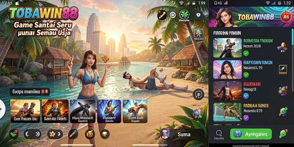 Tampilan gameplay seru di TOBAWIN88 dengan karakter lucu.