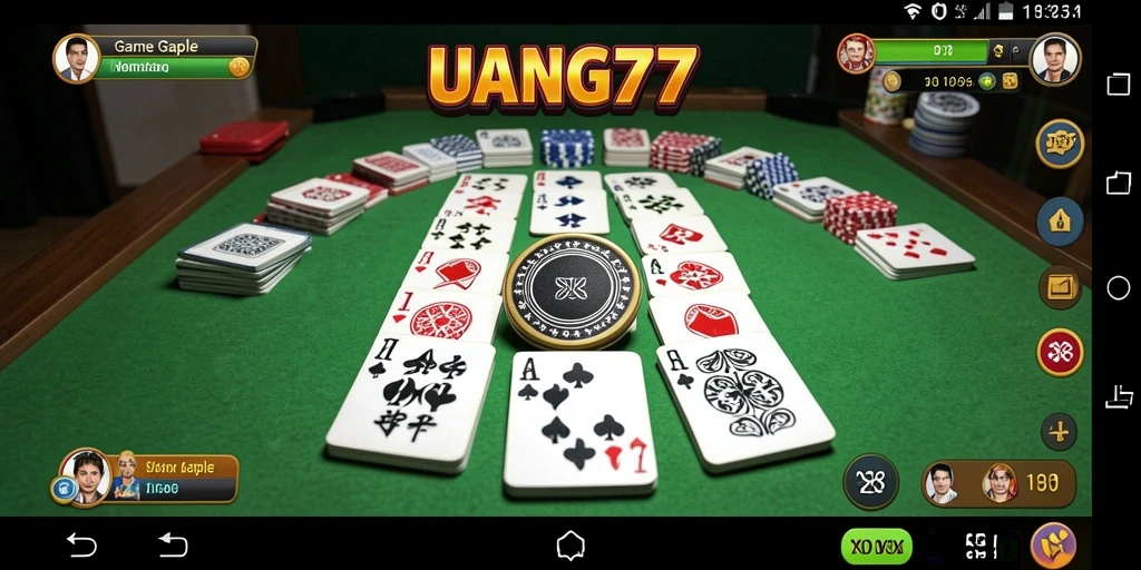 Tampilan gameplay menarik dari UANG77 dengan tema Gaple yang seru.