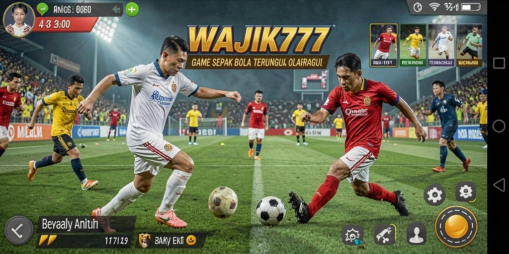 Screenshot gameplay WAJIK777 menampilkan aksi seru dalam pertandingan sepak bola.